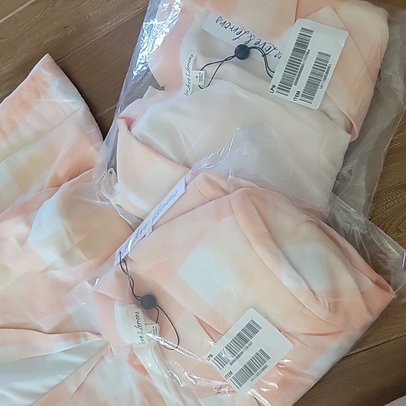 NWT For Love & Lemons Eugenie Linen-Blend Crop Blazer Orange Sherbert Plaid - Picture 7 of 8